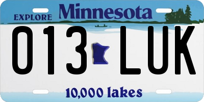 MN license plate 013LUK