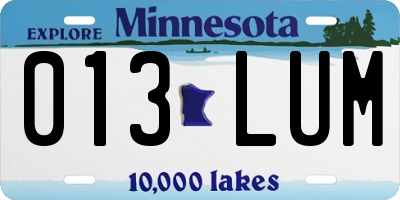 MN license plate 013LUM