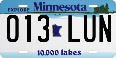 MN license plate 013LUN