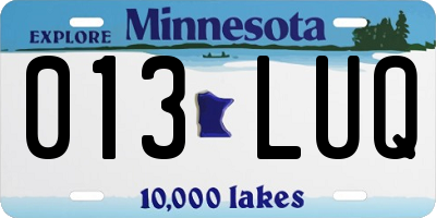 MN license plate 013LUQ
