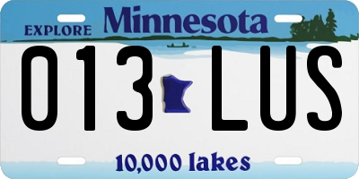 MN license plate 013LUS