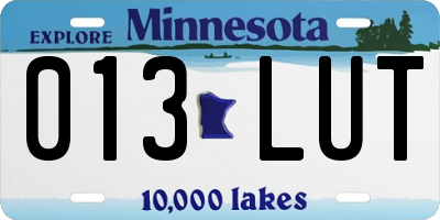 MN license plate 013LUT