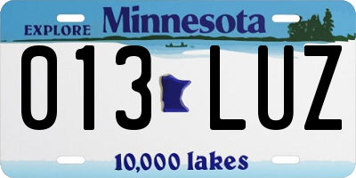 MN license plate 013LUZ