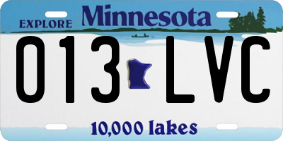 MN license plate 013LVC