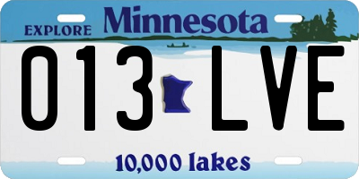 MN license plate 013LVE