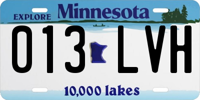 MN license plate 013LVH