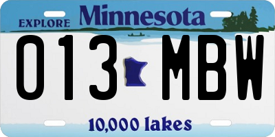 MN license plate 013MBW
