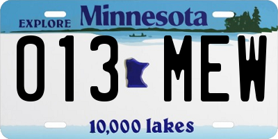 MN license plate 013MEW
