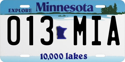 MN license plate 013MIA