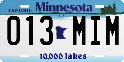 MN license plate 013MIM