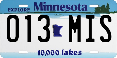 MN license plate 013MIS
