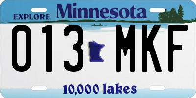 MN license plate 013MKF