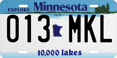 MN license plate 013MKL