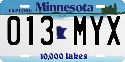 MN license plate 013MYX