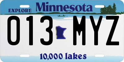 MN license plate 013MYZ
