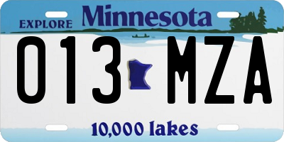 MN license plate 013MZA