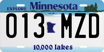 MN license plate 013MZD