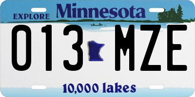 MN license plate 013MZE