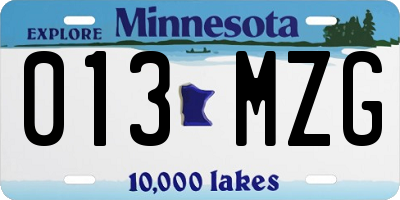 MN license plate 013MZG