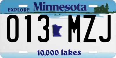 MN license plate 013MZJ