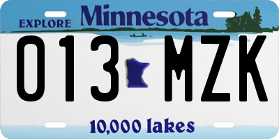 MN license plate 013MZK