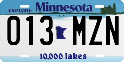 MN license plate 013MZN