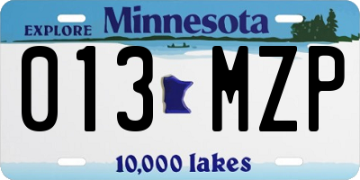 MN license plate 013MZP