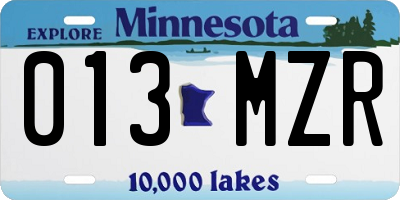 MN license plate 013MZR