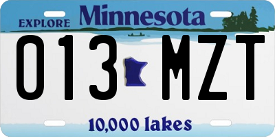 MN license plate 013MZT