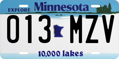 MN license plate 013MZV