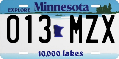 MN license plate 013MZX