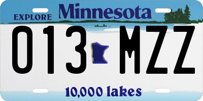 MN license plate 013MZZ