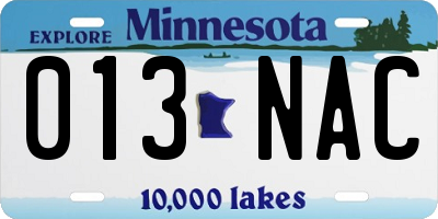 MN license plate 013NAC