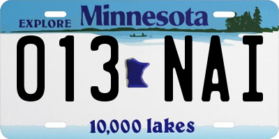 MN license plate 013NAI