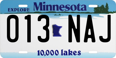 MN license plate 013NAJ