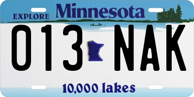 MN license plate 013NAK