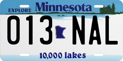 MN license plate 013NAL