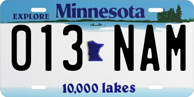MN license plate 013NAM