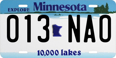 MN license plate 013NAO