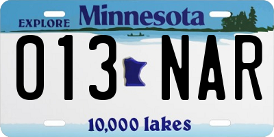 MN license plate 013NAR