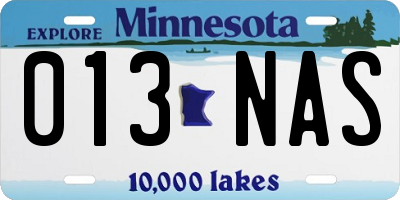 MN license plate 013NAS