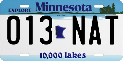 MN license plate 013NAT