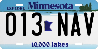 MN license plate 013NAV