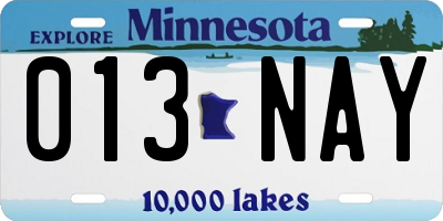 MN license plate 013NAY