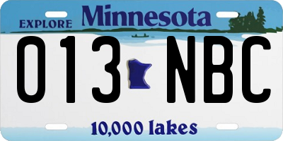 MN license plate 013NBC