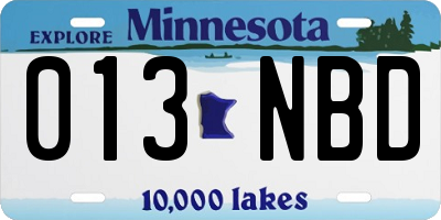 MN license plate 013NBD