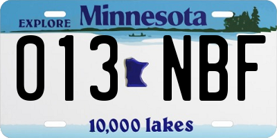 MN license plate 013NBF