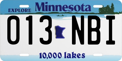 MN license plate 013NBI