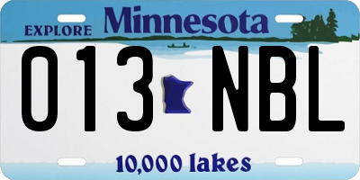MN license plate 013NBL