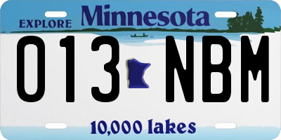 MN license plate 013NBM